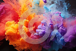 A vibrant group of colored smokes gracefully soaring through the atmosphere., Multi-colored smoke, AI Generated