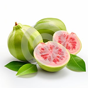 Vibrant Guava Fruit Photography On White Background