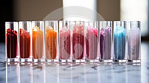 Vibrant Hair Colors: Dye and Bleach Test Tubes on Marble