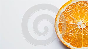A vibrant half-slice of orange on a white background