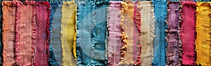 Vibrant Handmade Chindi Rag Vintage Runner - Textured Fabric with Reversible Design