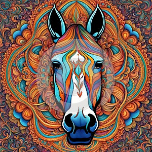 Vibrant Harmony: The Colorful Horse Mandala