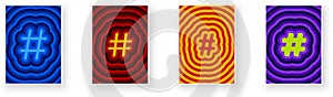 Vibrant Hashtag Icons with Bold Ripple Patterns photo