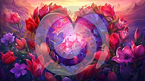 Vibrant Heart: Abstract Love in Blooming Colors