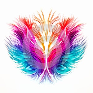 Vibrant Heart Feathers: Illusory Gradient Art By Magali Villeneuve