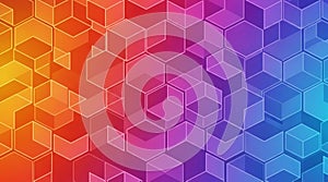 Vibrant Hexagonal Gradient Background with Isometric Cubes