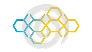 Vibrant Hexagonal Honeycomb Pattern in Yellow and Blue Vector, vector design Generative AI