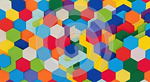 Vibrant hexagonal shapes in a colorful abstract pattern background