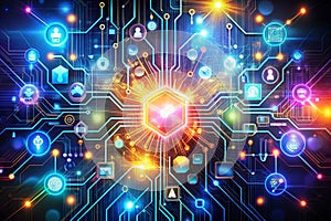 High-Tech Motif with Smart Technology Design photo