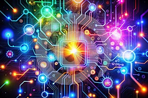 High-Tech Motif with Smart Technology Design photo