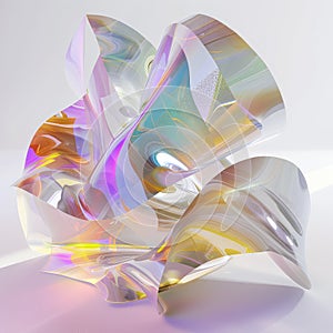 Vibrant holo abstract 3D shape, captivating images showcasing holographic textures and dynamic forms, a mesmerizing