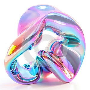 Vibrant holo abstract 3D shape, captivating images showcasing holographic textures and dynamic forms, a mesmerizing