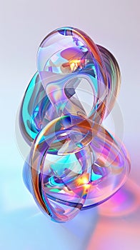 Vibrant holo abstract 3D shape, captivating images showcasing holographic textures and dynamic forms, a mesmerizing