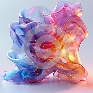 Vibrant holo abstract 3D shape, captivating images showcasing holographic textures and dynamic forms, a mesmerizing photo