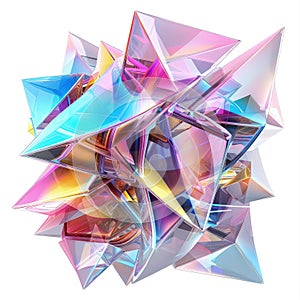 Vibrant holo abstract 3D shape, captivating images showcasing holographic textures and dynamic forms, a mesmerizing photo