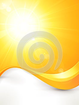 Vibrant hot vector summer sun with lens flare and