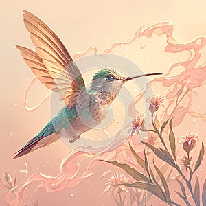 Vibrant Hummingbird in Flight