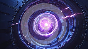 Vibrant light phenomenon revealing the hidden power within an atom. Generated Ai photo