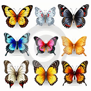 Vibrant Hyper-realistic Flying Butterflies Illustrations