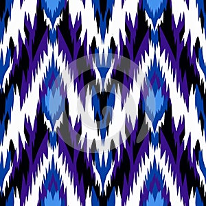 Vibrant Ikat Pattern Vector With Stylized Leaves Design