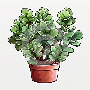 Vibrant Illustrated Potted Plant with Lush Green Leaves.