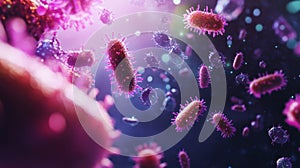 Vibrant Illustration of Defensins Attacking Microbial Invaders