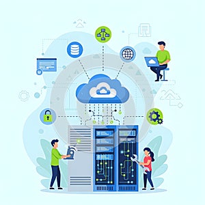Cloud Computing and Server Management Illustration