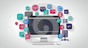 Software Development Ecosystem with Programming Tools and Code