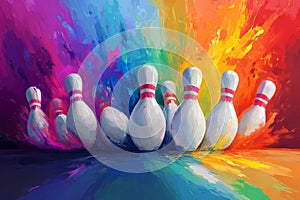 Dynamic Bowling Pins Abstract Art