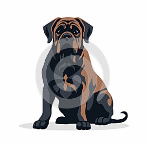 Vibrant Illustration Of A Dignified Black And Brown Dog On White Background