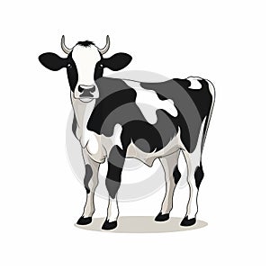 Vibrant Illustration Of A Dignified Black And White Cow