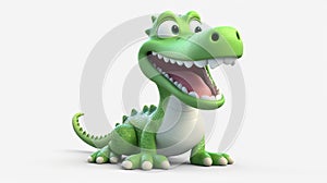 Vibrant illustration of a friendly cartoon crocodile, exuding joy and playfulness