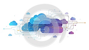 A vibrant illustration of interconnected clouds representing modern cloud computing technology