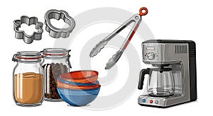 Kitchen Essentials and Culinary Tools Illustration