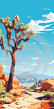 Vibrant Illustrations Of Joshua Tree: A Desert Adventure In 8k Resolution