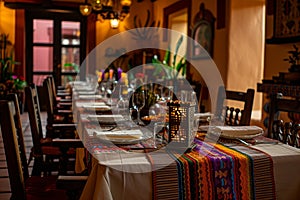 traditional mexican cuisine spread on restaurant table photo