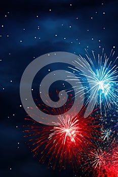 A vibrant image featuring fireworks exploding against a dark night sky.