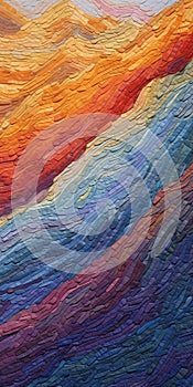 Vibrant Impasto Mountain Painting With Multilayered Texture