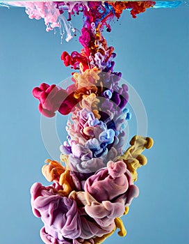 Vibrant Ink Cloud Swirling in Blue Water