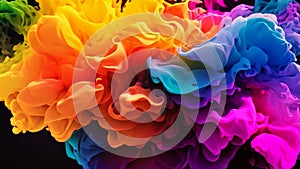 Vibrant ink colors creating unique abstract patterns as they are dropped into water, Splash of color paint, water or smoke on dark