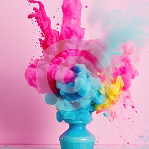 Vibrant Ink Explosion in Pastel Colors photo