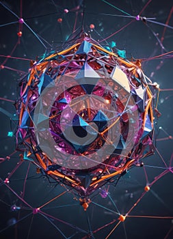 Vibrant, interconnected geometric shapes form a network , modern, movement