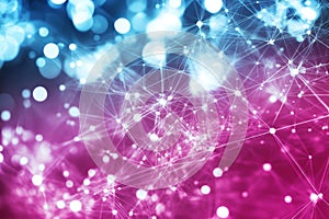 Vibrant Interconnected Network Abstract Dots and Lines Forming a Complex Polygonal Data System