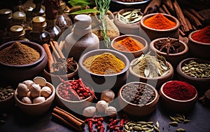 Vibrant Interconnections: A Fiery Palette of Spices and Herbs on