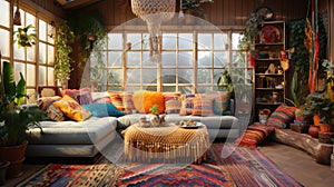 vibrant interior design bohemian photo