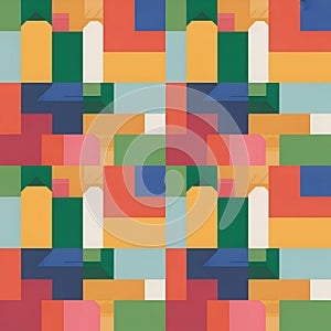 Vibrant Interlocking Geometric Blocks