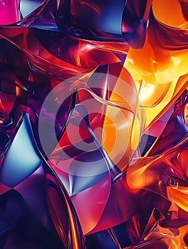 Vibrant interplay of abstract shapes a nonrepresentational journey through fluid forms and dynamic colors photo