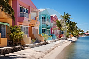Vibrant island scenes colorful houses on Barbados, tropical delight