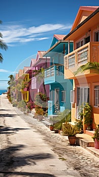 Vibrant island scenes colorful houses on Barbados, tropical delight