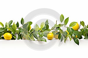 Vibrant and juicy green lemon with fresh leaves, perfectly isolated on a clean white background